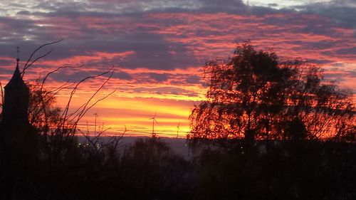 Silhouette trees against sky during sunset