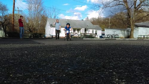 People walking on road