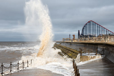 High tide on a windy day, blackpool lancashire