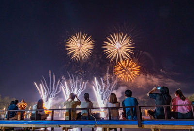 Firework display at night