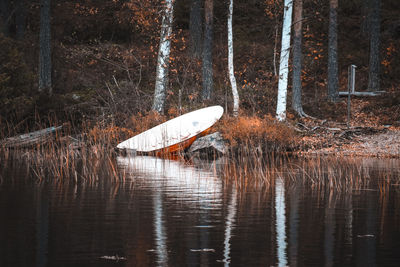 View of a boat in calm lake