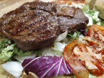 High angle view of food on plate
