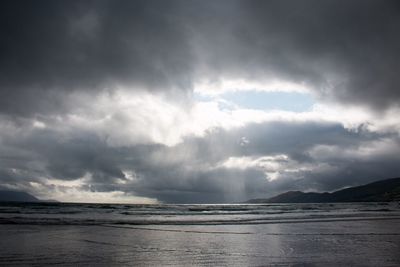 Scenic view of sea against cloudy sky