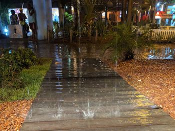 Wet footpath in rainy season