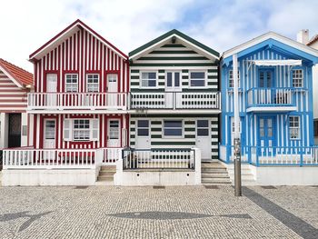 Typical houses in costa nova, aveiro, portugal