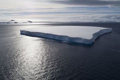 Scenic view of sea against cloudy sky during winter