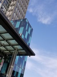 Low angle view of modern building against sky