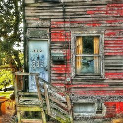 Closed door of old building