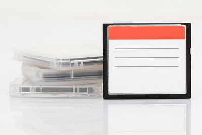 Close-up of laptop on white background