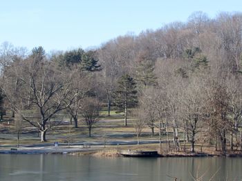 Scenic view of lake against clear sky