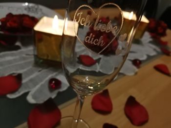 Close-up of heart shape on table