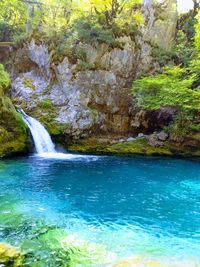 Scenic view of waterfall