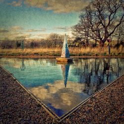 Reflection of trees in lake