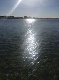 Scenic view of sea against sky on sunny day