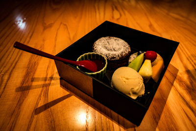 Close-up of food on table