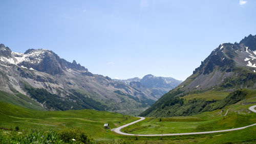 Scenic view of mountains against clear sky