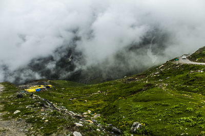 Scenic view of mountains against sky