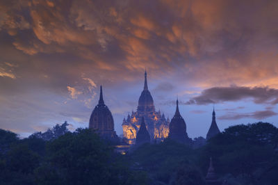 Ancient pagoda which is burmese architecture in the world heritage site in the morning of bagan