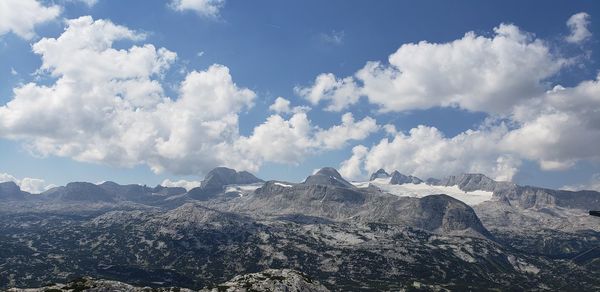 Panoramic view of landscape and mountains against sky