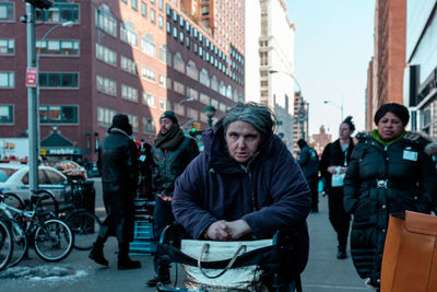 People on street in city