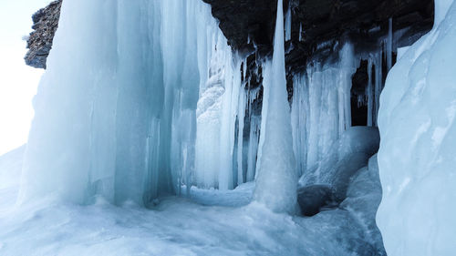 Panoramic view of frozen lake during winter