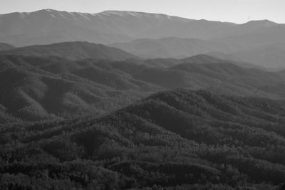 High angle view of mountains against sky