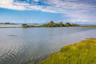 Scenic view of lake against sky