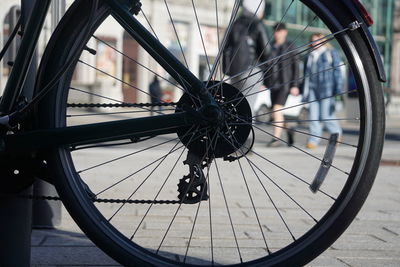 High angle view of bicycle on street