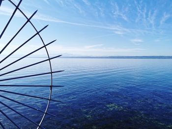 Scenic view of sea against blue sky