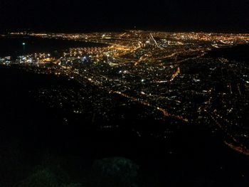 Aerial view of illuminated cityscape