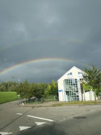 Rainbow over building