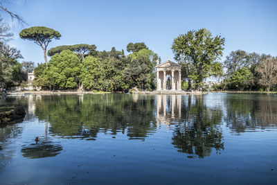 Villa borghese pond with reflections on the water