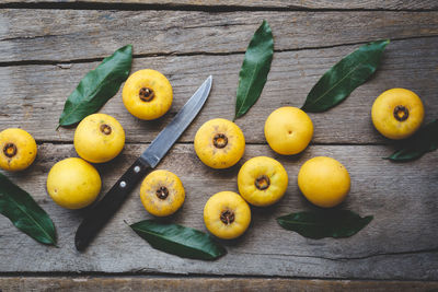 High angle view of fruits on table