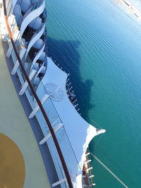 High angle view of ship in sea