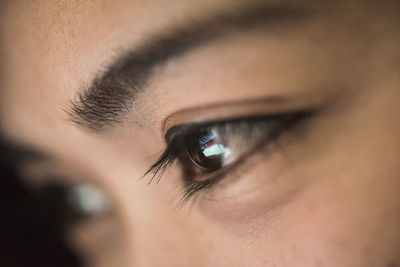 Close-up of woman eyes looking away