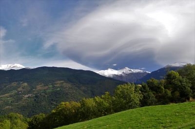 Scenic view of mountains against sky