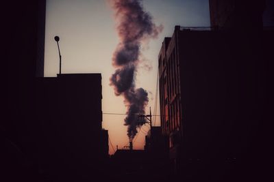 Smoke emitting from factory against clear sky