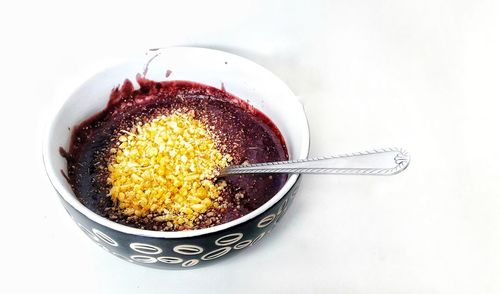 High angle view of breakfast in bowl