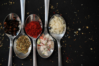 High angle view of food on table