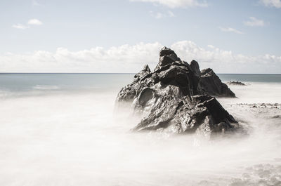 Rock formation in sea at long exposure