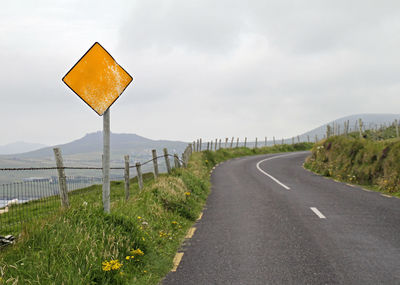 Empty yellow road sign with copy space