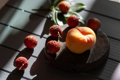 Close-up of strawberries on table