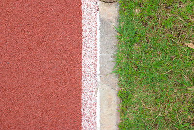 Close-up of white lines on road