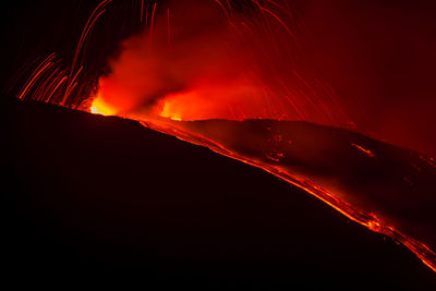 Lava fountain during an eruption