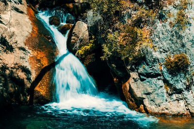 Scenic view of waterfall