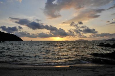 Scenic view of sea against sky during sunset