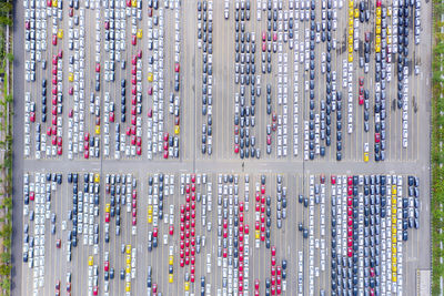 Aerial view of cars at parking lot