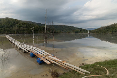 Scenic view of lake against sky