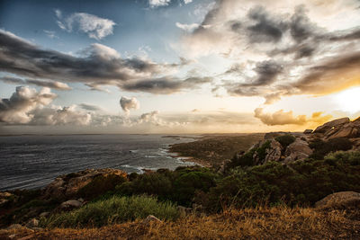 Scenic view of sea against sky during sunset