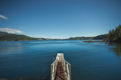 Scenic view of sea against blue sky